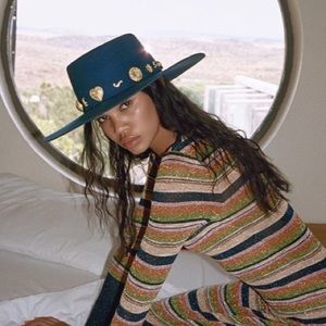 Lack of Color Cosmic Boater Navy Wool Handmade Conchos Sun Protection Boater Hat